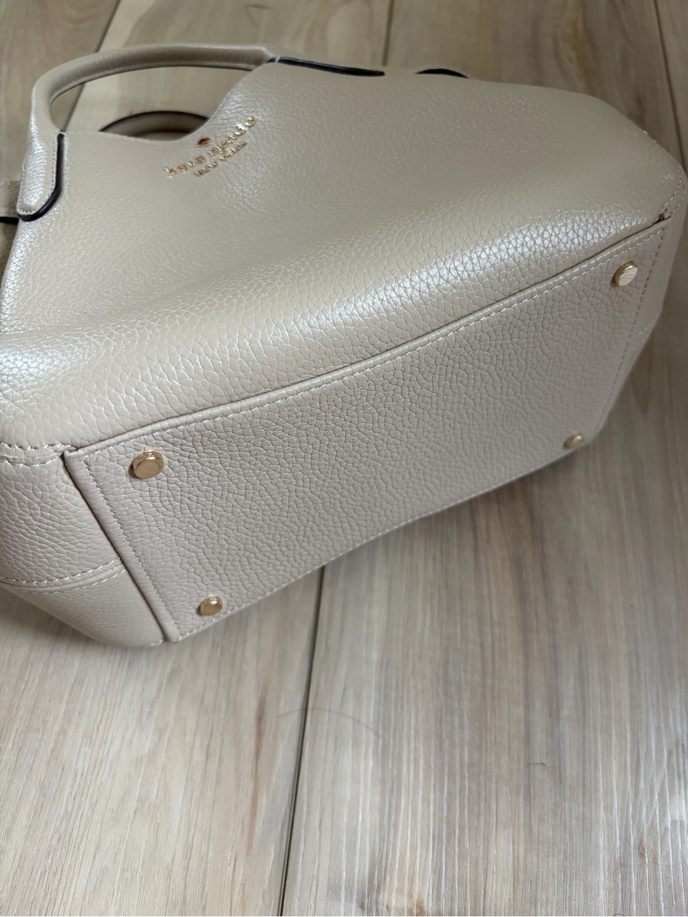 Kate Spade Dumpling Small Satchel Pebbled Leather Crossbody Cream/Taupe - Picture 13 of 14